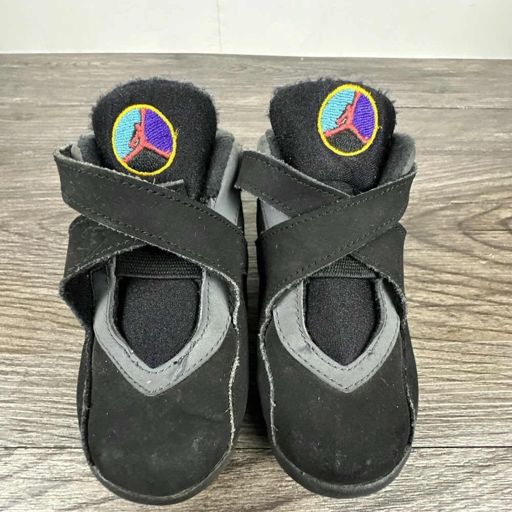 Nike Air Jordan 8 Retro Aqua TD 305360-025‎ Toddler Size 8C Black Purple Teal